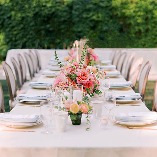 Blush Lace Overlay, Linen Rentals