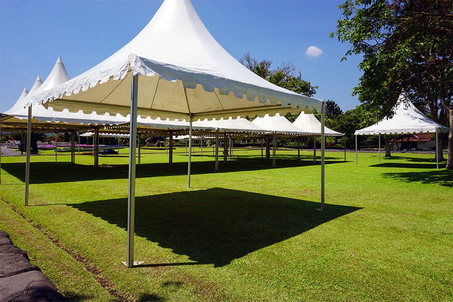 pop up tents over grass for outdoor event