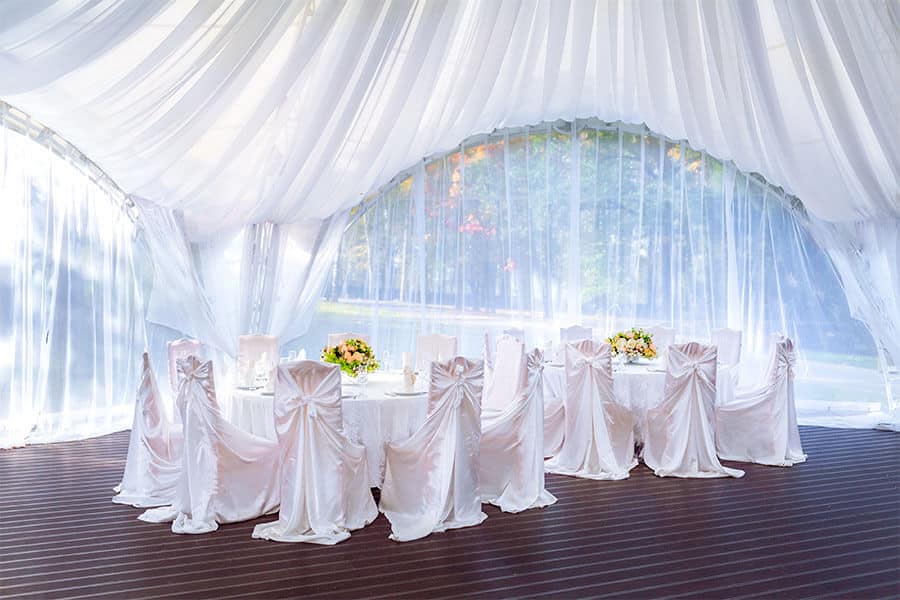 sailcloth tent interior for elegant reception